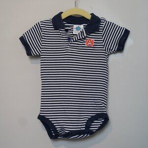 Creative Knitwear Auburn Navy & White Striped Polo Bodysuit Size 6M
